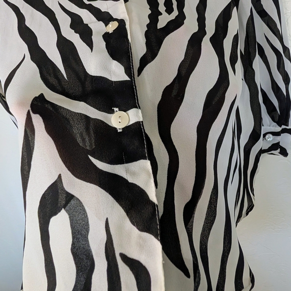 VTG DVF Black & White Zebra Button-Down Shirt 80s 90s Maximalism Loud Luxury - Picture 5 of 9